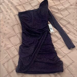 Elegant Purple Women's One Sleeve Dress